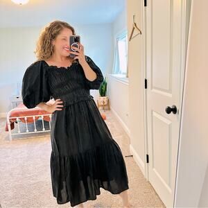Sea New York Black Smocked Maxi Dress Small